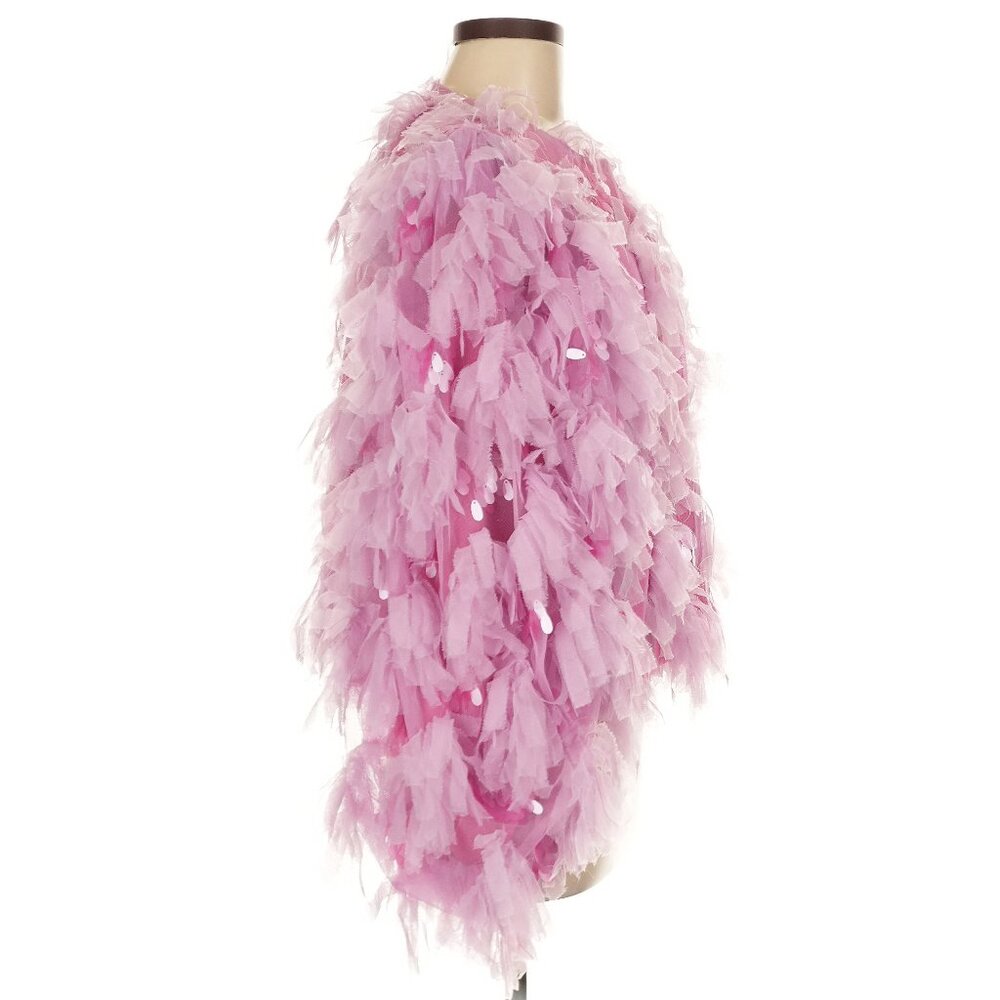 💥SHOWSTOPPER💥Jazzy 20's Flapper Style Fluffy Tiered Sequined Jacket in Pink - Picture 13 of 16